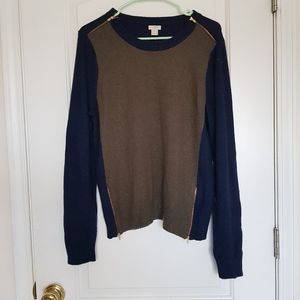 J. Crew Navy/Olive Green Crew Neck Sweater